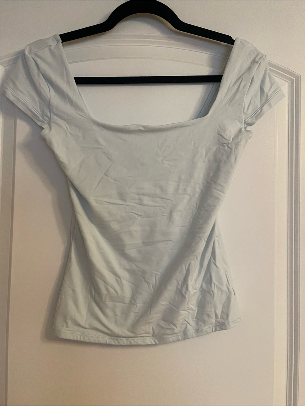 PINK Victoria's Secret White Square Neck Short Sleeve Top